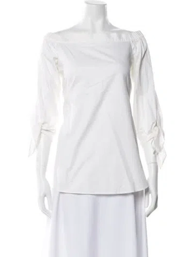 Pre-owned Tibi Off-the-shoulder Long Sleeve Blouse In White