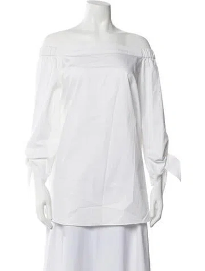 Pre-owned Tibi Off-the-shoulder Long Sleeve Blouse In White