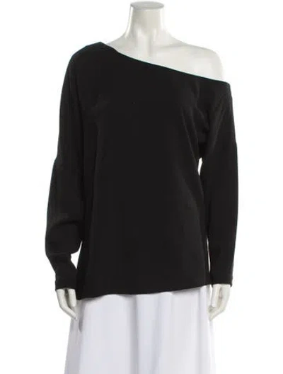 Pre-owned Tibi Off-the-shoulder Long Sleeve Top In Black