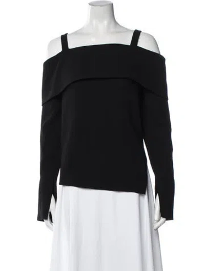 Pre-owned Tibi Off-the-shoulder Long Sleeve Top In Black