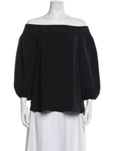 Pre-owned Tibi Off-the-shoulder Long Sleeve Top In Blue