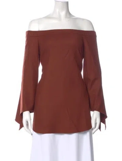 Pre-owned Tibi Off-the-shoulder Long Sleeve Top In Burgundy