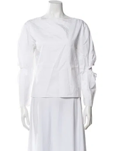Pre-owned Tibi Off-the-shoulder Long Sleeve Top In White