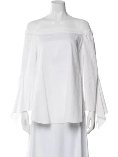 Pre-owned Tibi Off-the-shoulder Long Sleeve Top In White