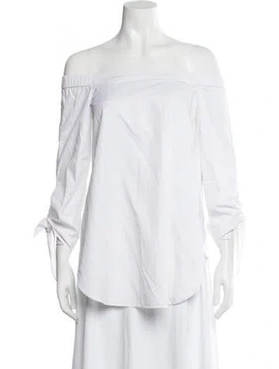 Pre-owned Tibi Off-the-shoulder Long Sleeve Top In White