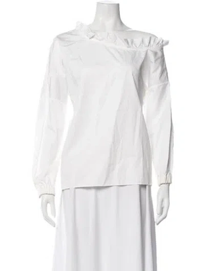 Pre-owned Tibi Off-the-shoulder Long Sleeve Top In White