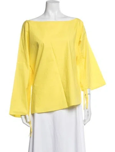 Pre-owned Tibi Off-the-shoulder Long Sleeve Top In Yellow