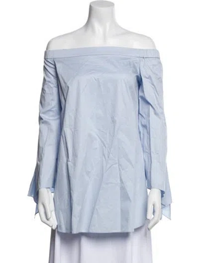 Pre-owned Tibi Off-the-shoulder Long Sleeve Tunic W/ Tags In Blue
