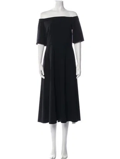 Pre-owned Tibi Off-the-shoulder Midi Length Dress In Black