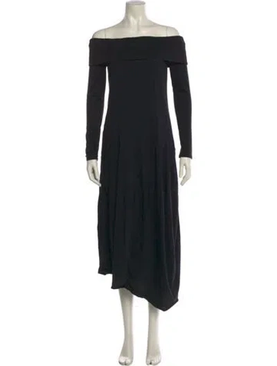 Pre-owned Tibi Off-the-shoulder Midi Length Dress In Black