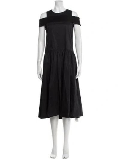 Pre-owned Tibi Off-the-shoulder Midi Length Dress In Black