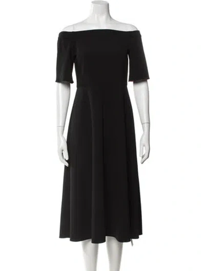 Pre-owned Tibi Off-the-shoulder Midi Length Dress In Black