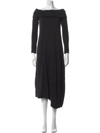 Pre-owned Tibi Off-the-shoulder Midi Length Dress In Black