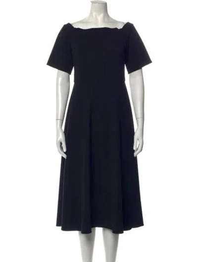 Pre-owned Tibi Off-the-shoulder Midi Length Dress In Black
