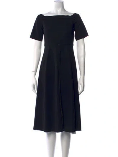 Pre-owned Tibi Off-the-shoulder Midi Length Dress In Black