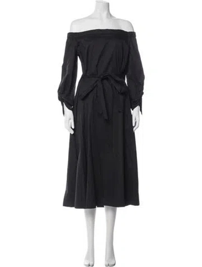 Pre-owned Tibi Off-the-shoulder Midi Length Dress In Blue
