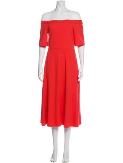 Pre-owned Tibi Off-the-shoulder Midi Length Dress In Orange