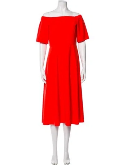 Pre-owned Tibi Off-the-shoulder Midi Length Dress In Orange