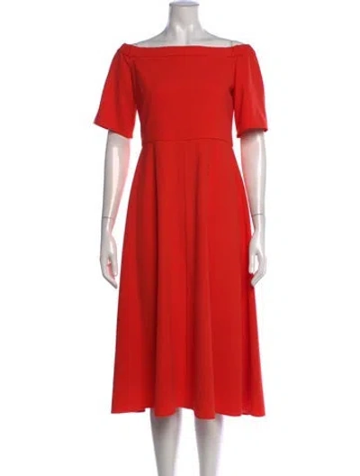 Pre-owned Tibi Off-the-shoulder Midi Length Dress In Orange