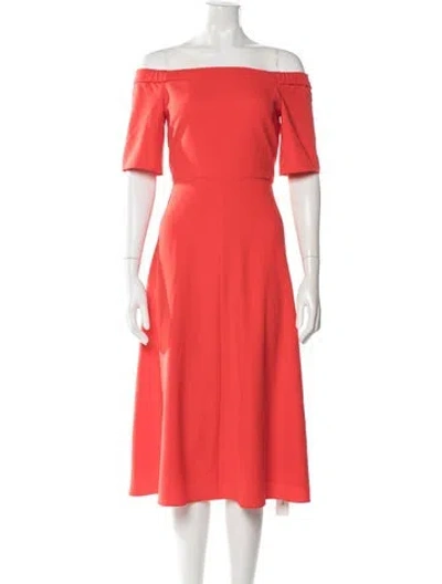Pre-owned Tibi Off-the-shoulder Midi Length Dress In Red