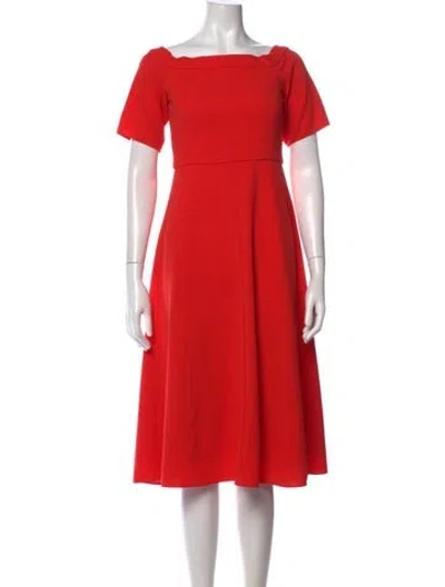 Pre-owned Tibi Off-the-shoulder Midi Length Dress In Red