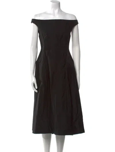 Pre-owned Tibi Off-the-shoulder Midi Length Dress W/ Tags In Black