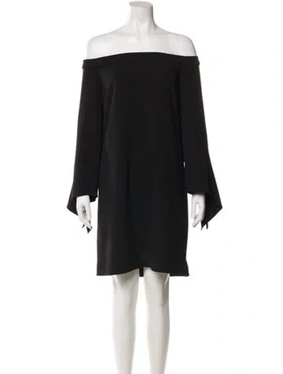 Pre-owned Tibi Off-the-shoulder Mini Dress In Black