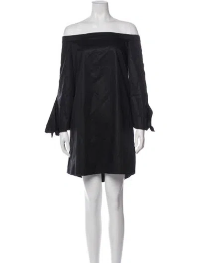 Pre-owned Tibi Off-the-shoulder Mini Dress In Black