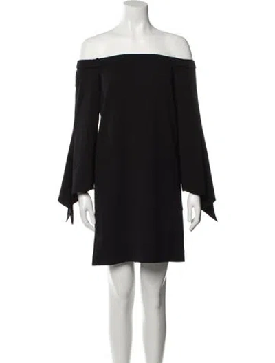 Pre-owned Tibi Off-the-shoulder Mini Dress In Black