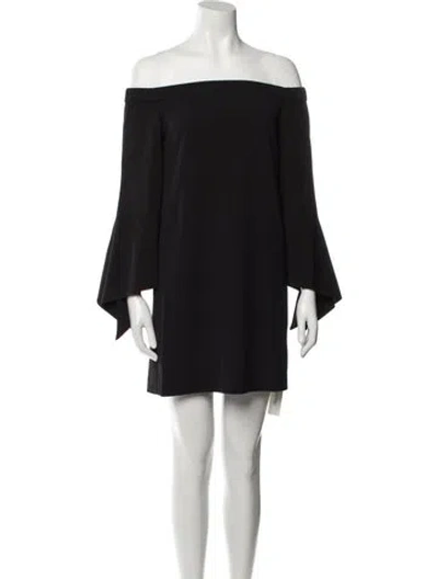 Pre-owned Tibi Off-the-shoulder Mini Dress In Black