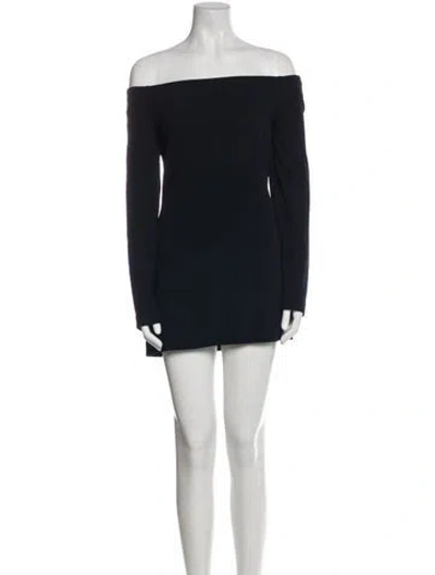 Pre-owned Tibi Off-the-shoulder Mini Dress In Black