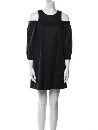 Pre-owned Tibi Off-the-shoulder Mini Dress In Black