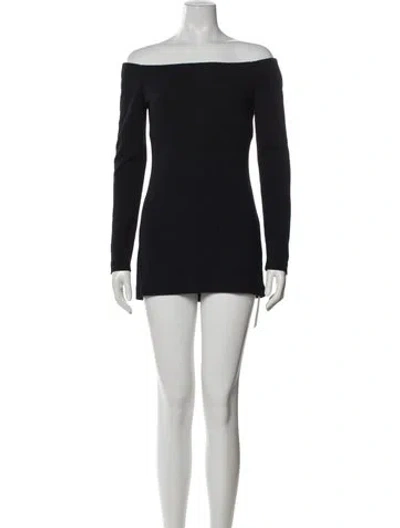 Pre-owned Tibi Off-the-shoulder Mini Dress In Black