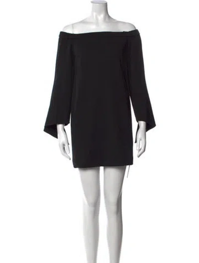 Pre-owned Tibi Off-the-shoulder Mini Dress In Black