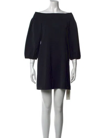 Pre-owned Tibi Off-the-shoulder Mini Dress In Black