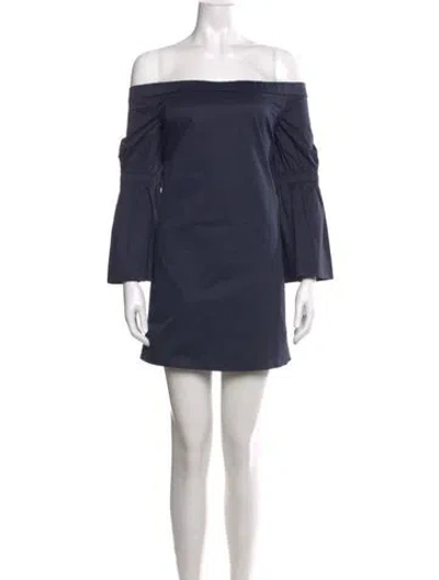 Pre-owned Tibi Off-the-shoulder Mini Dress In Blue