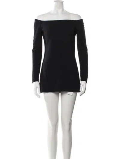 Pre-owned Tibi Off-the-shoulder Mini Dress In Blue