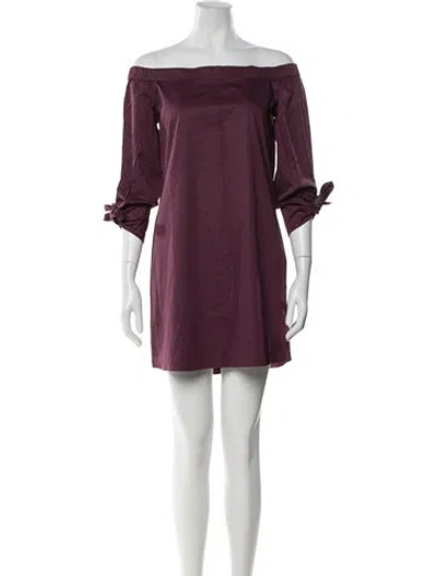 Pre-owned Tibi Off-the-shoulder Mini Dress In Burgundy