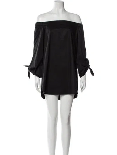 Pre-owned Tibi Off-the-shoulder Mini Dress In Gray