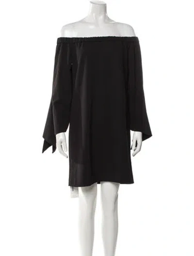 Pre-owned Tibi Off-the-shoulder Mini Dress In Gray