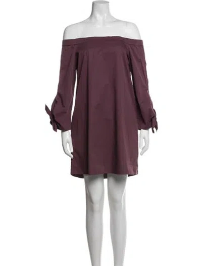 Pre-owned Tibi Off-the-shoulder Mini Dress In Purple