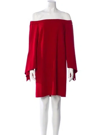 Pre-owned Tibi Off-the-shoulder Mini Dress In Red