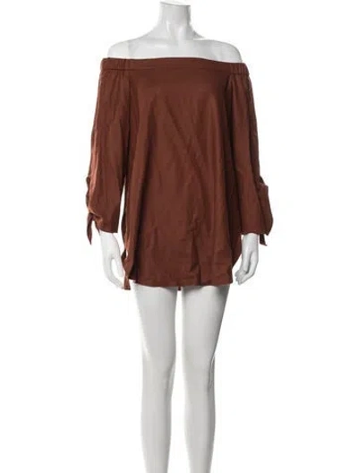 Pre-owned Tibi Off-the-shoulder Mini Dress W/ Tags In Brown
