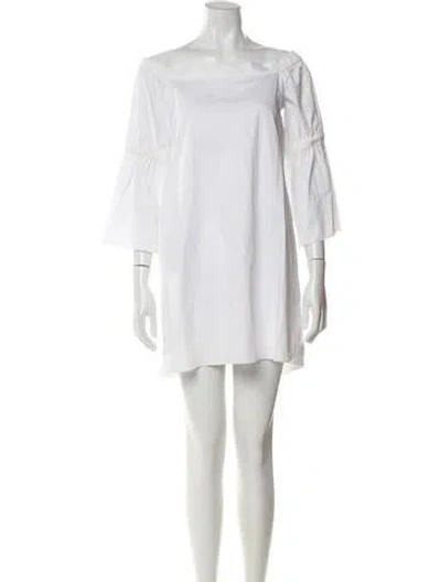 Pre-owned Tibi Off-the-shoulder Mini Dress In White