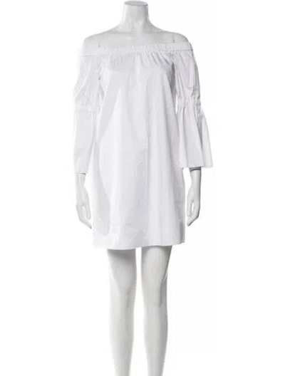 Pre-owned Tibi Off-the-shoulder Mini Dress In White