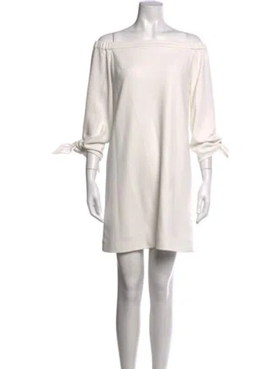 Pre-owned Tibi Off-the-shoulder Mini Dress In White