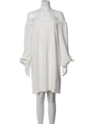 Pre-owned Tibi Off-the-shoulder Mini Dress In White