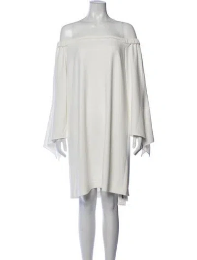 Pre-owned Tibi Off-the-shoulder Mini Dress In White