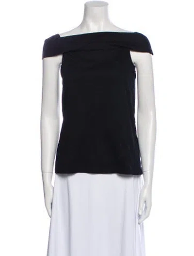 Pre-owned Tibi Off-the-shoulder Short Sleeve Top In Black