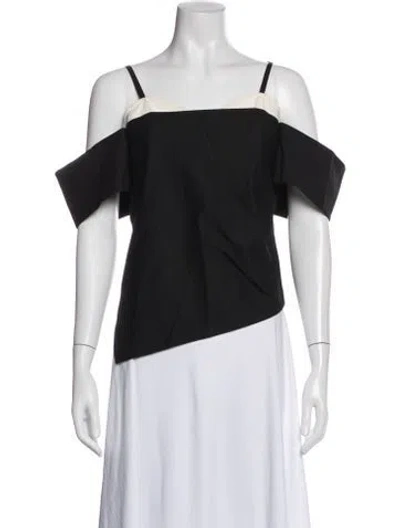 Pre-owned Tibi Off-the-shoulder Short Sleeve Top In Black